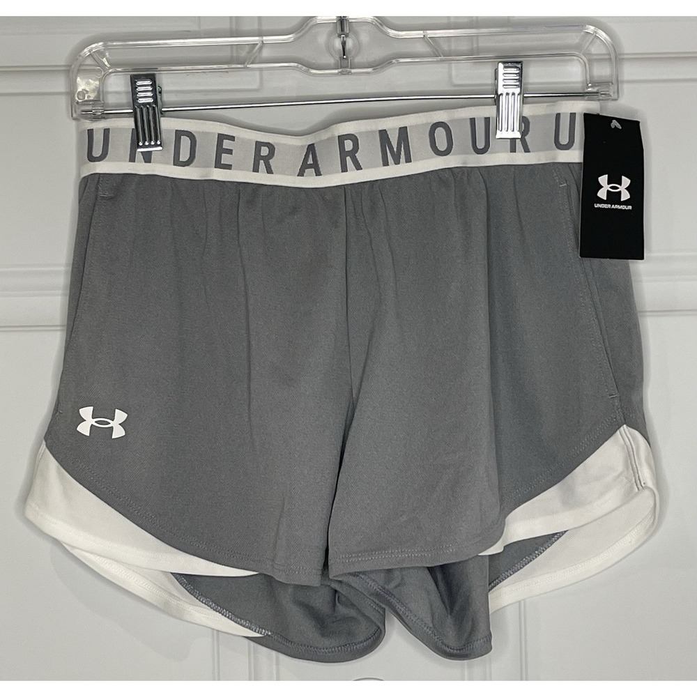 Under Armour Women's Small Gray Play Up Shorts 3.0 Loose Fit 3" Inseam Athletic
